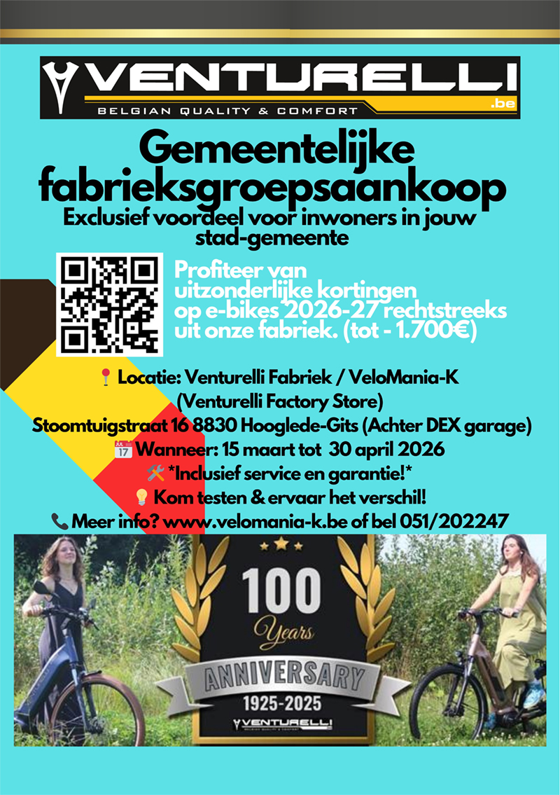 Gemeentelijke fabrieksgroepsaankoop Venturelli. Exclusief voordeel voor inwoners in jouw stad-gemeente.